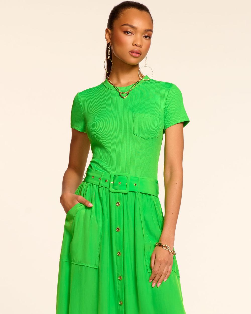 Ramy Brook Sylvie Combo Ribbed Midi Dress