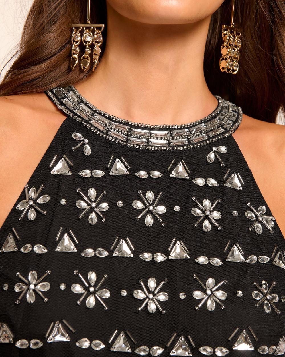 Ramy Brook Taylor Embellished High Neck Tank Top