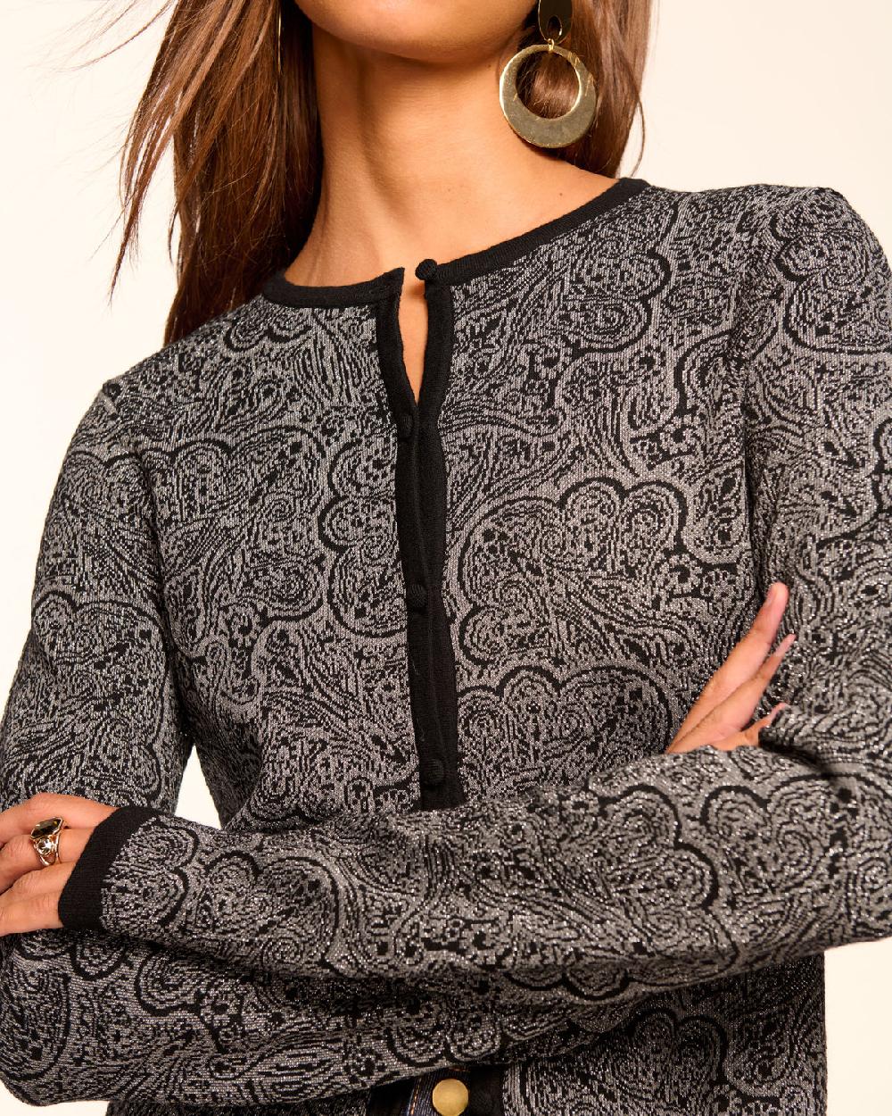 Ramy Brook Tricia Metallic Cardigan Sweater