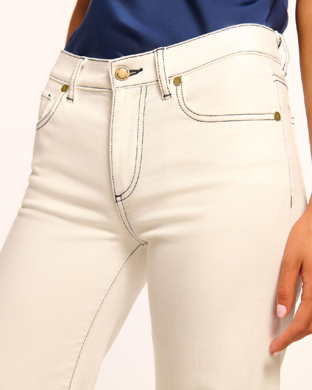 Ramy Brook Tyra Contrast Mid-Rise Flare Jean