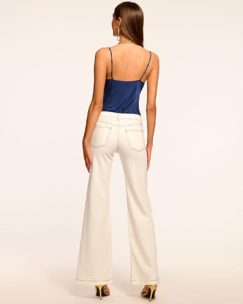 Ramy Brook Tyra Contrast Mid-Rise Flare Jean