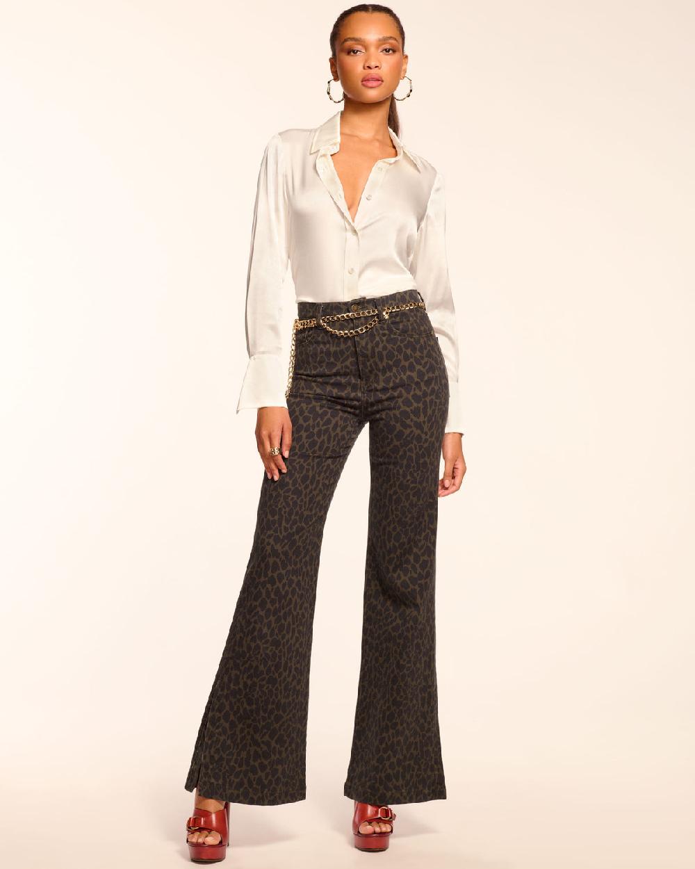 Ramy Brook Tyra Printed High-Rise Flare Jean