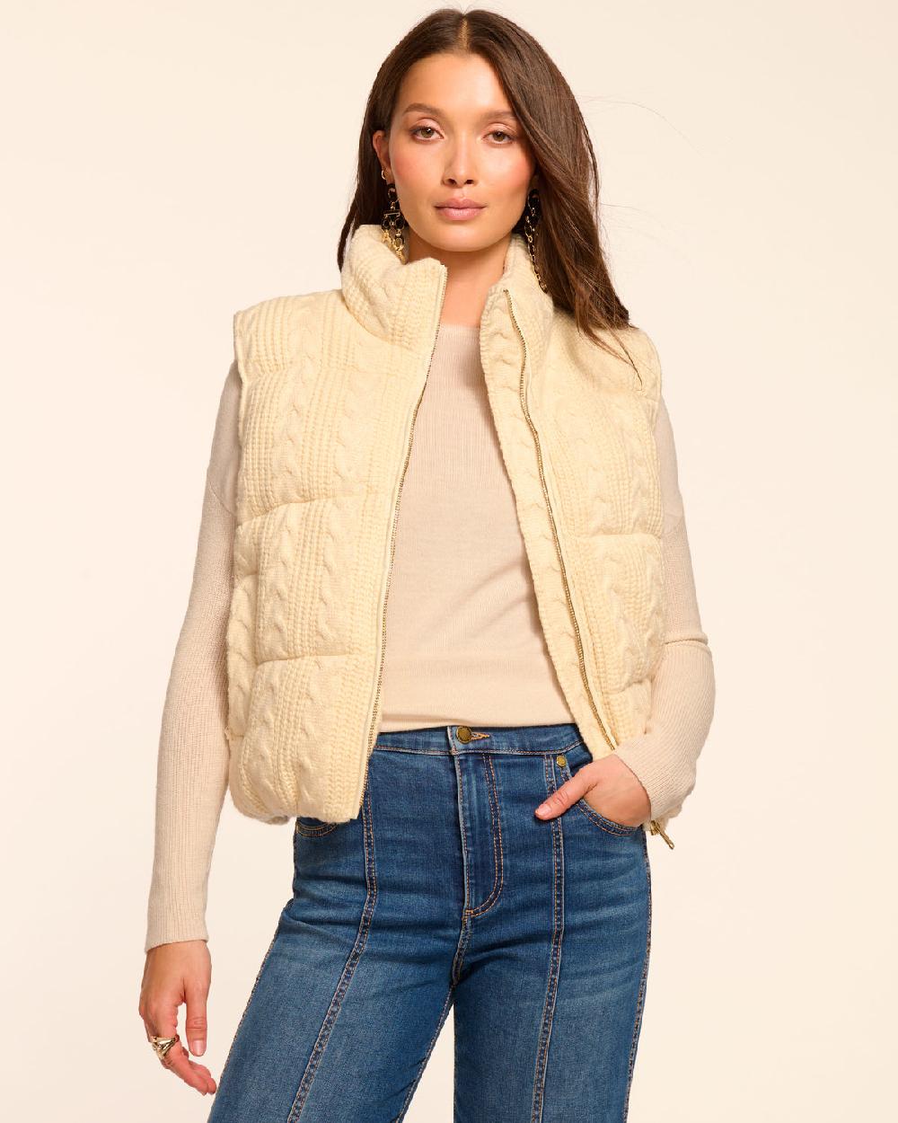Ramy Brook Vera Cable Knit Puffer Vest