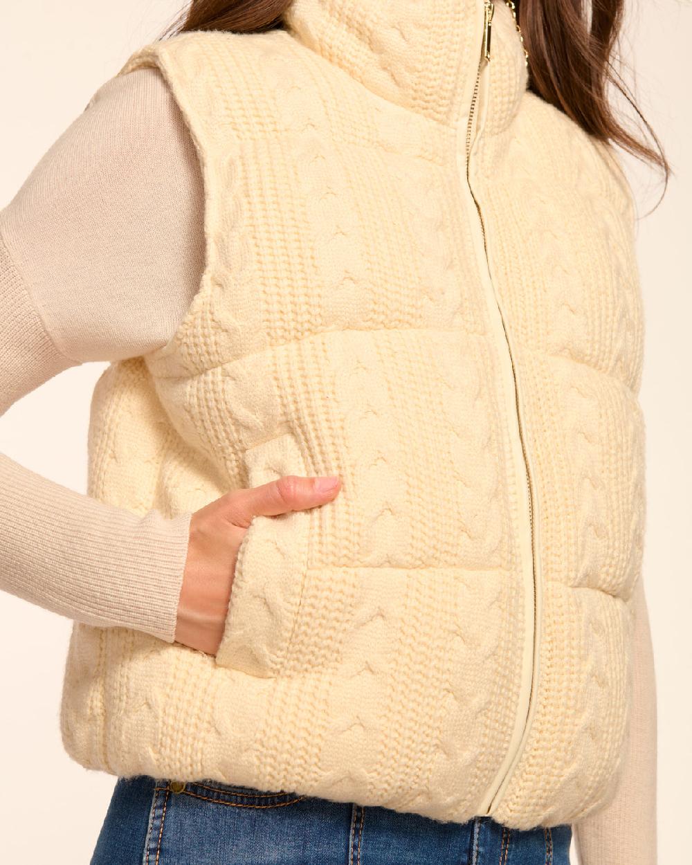 Ramy Brook Vera Cable Knit Puffer Vest