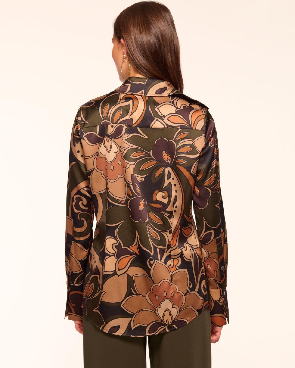 Ramy Brook Victoria Printed Silk Button Down Top