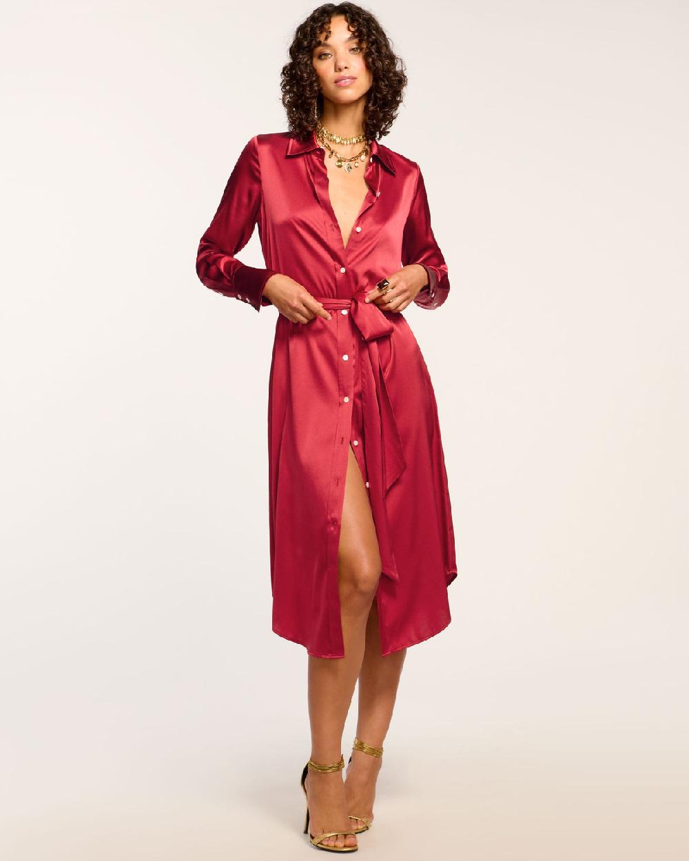 Ramy Brook Victoria Silk Button Down Midi Dress