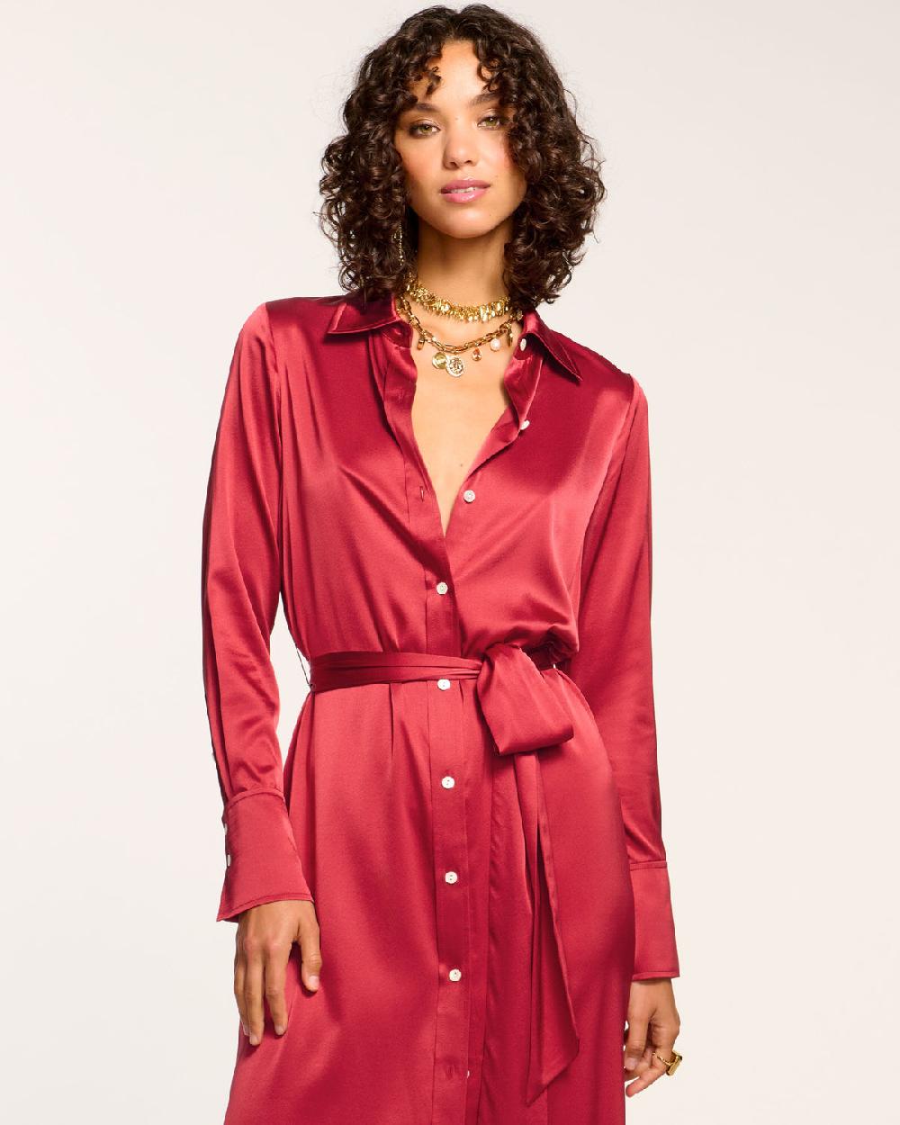 Ramy Brook Victoria Silk Button Down Midi Dress