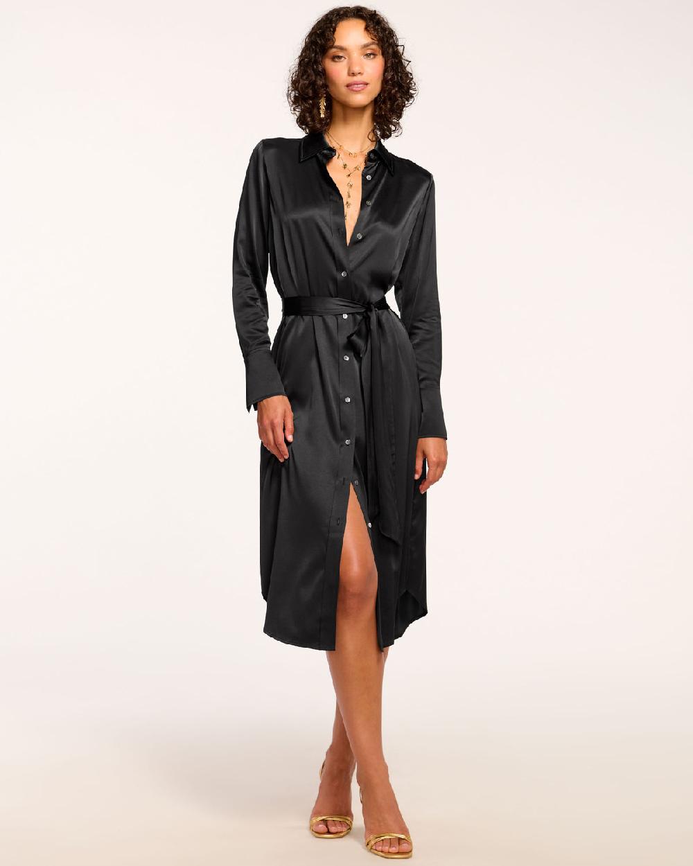 ramy brook Victoria Silk Button Down Midi Dress