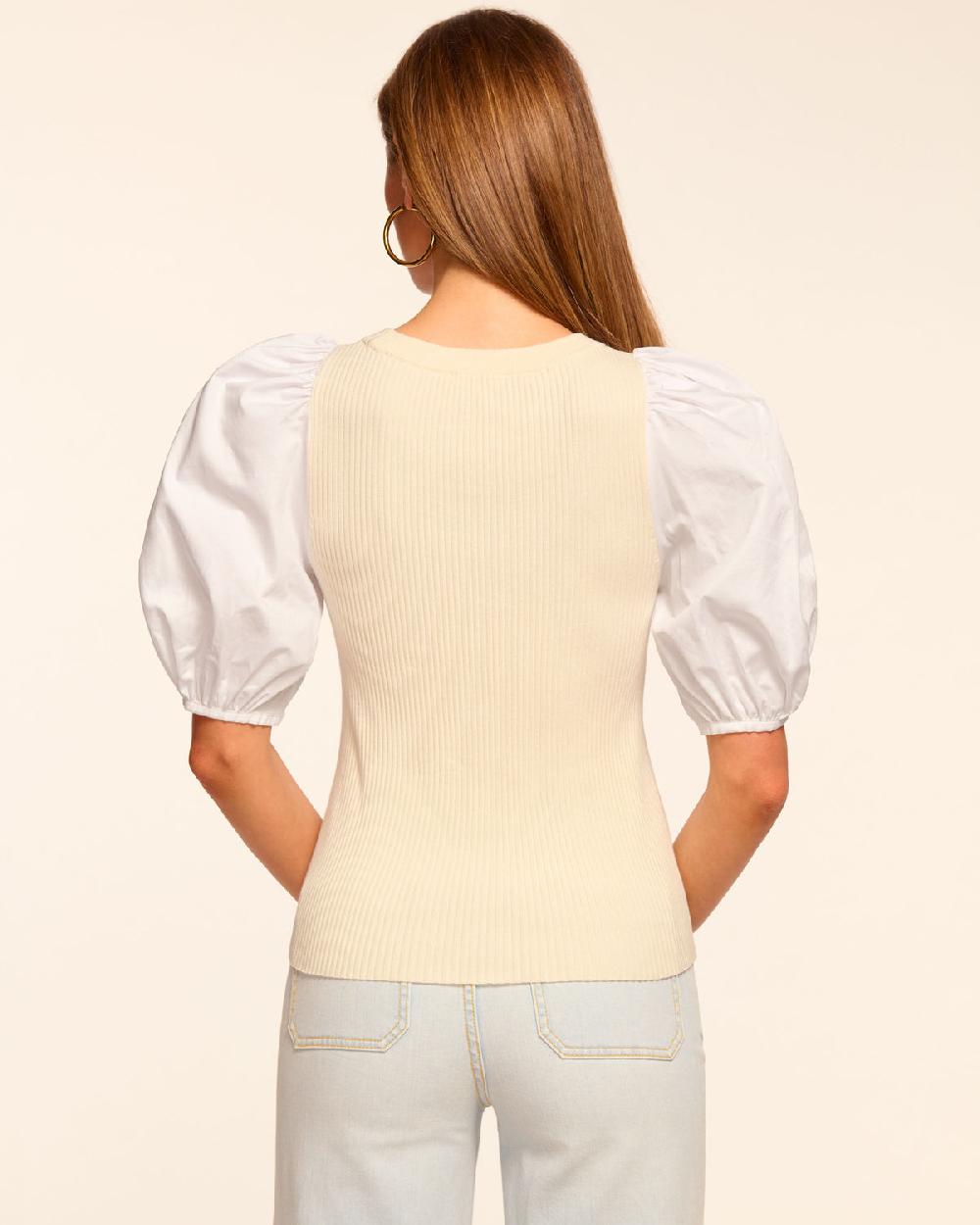 Ramy Brook Wesley Knit Combo Puff Sleeve Top