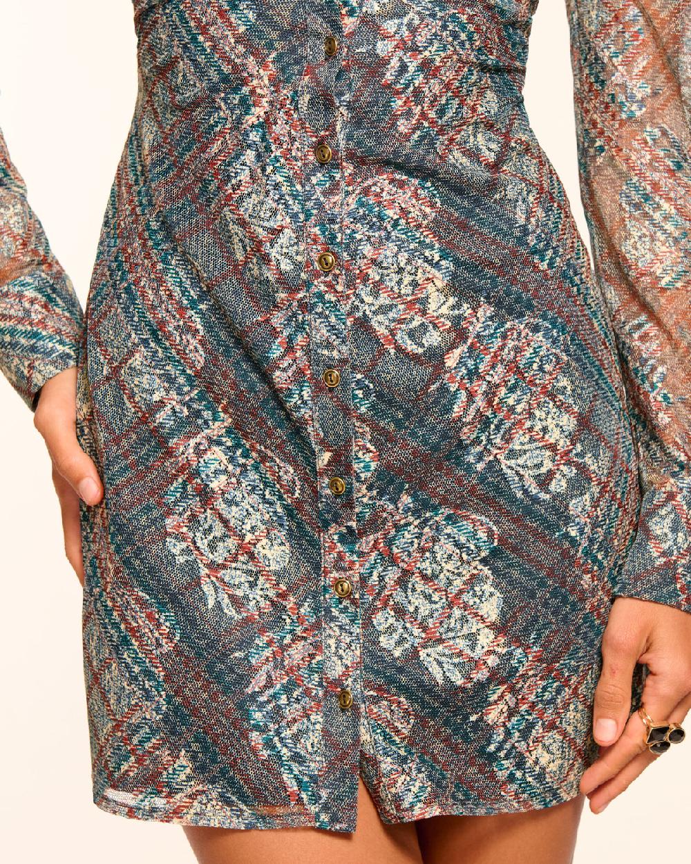 Ramy Brook Wyatt Mesh Button Down Mini Dress