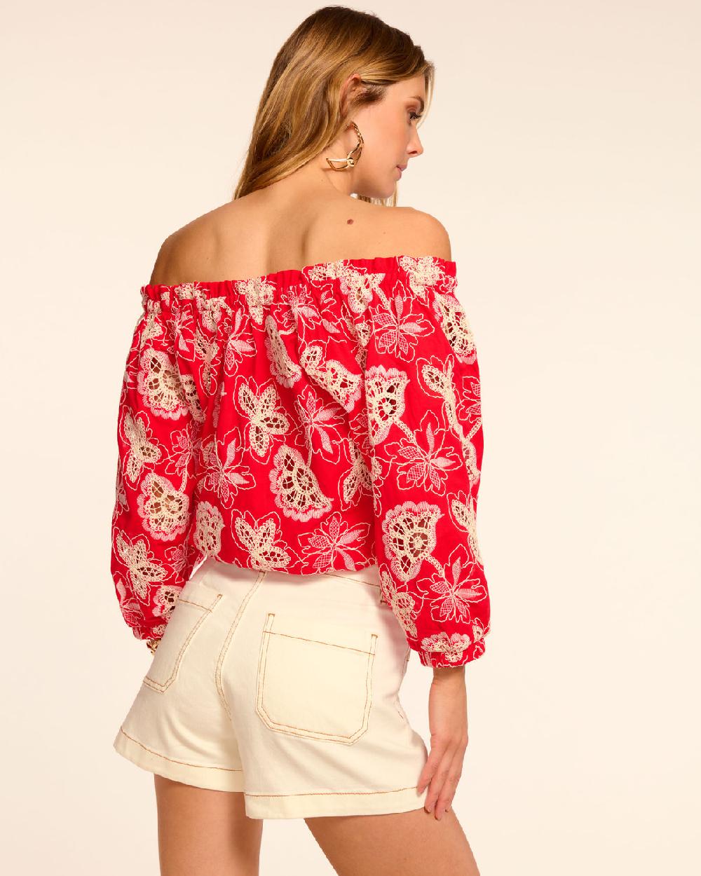Ramy Brook Rosalia Embroidered Off-The-Shoulder Top
