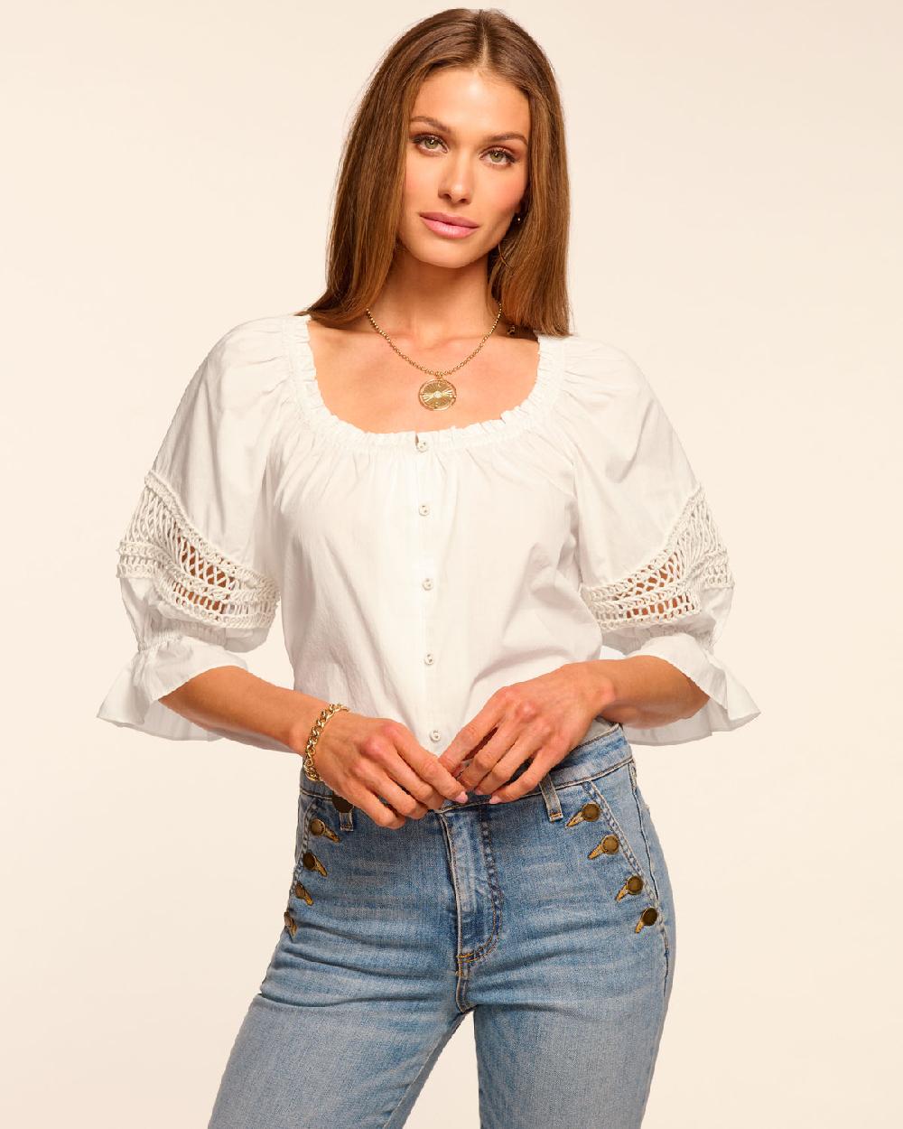 Ramy Brook Rosario Cotton Poplin Embellished Blouse