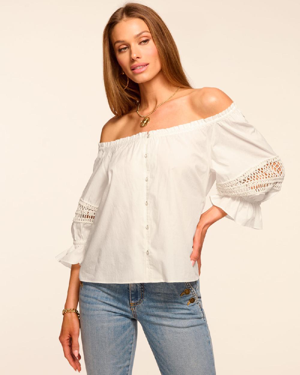 Ramy Brook Rosario Cotton Poplin Embellished Blouse