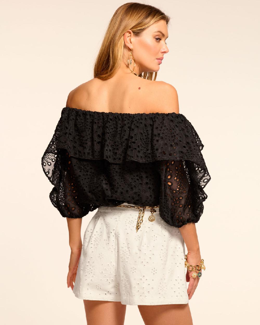 Ramy Brook Salma Eyelet Ruffle Off-The-Shoulder Blouse