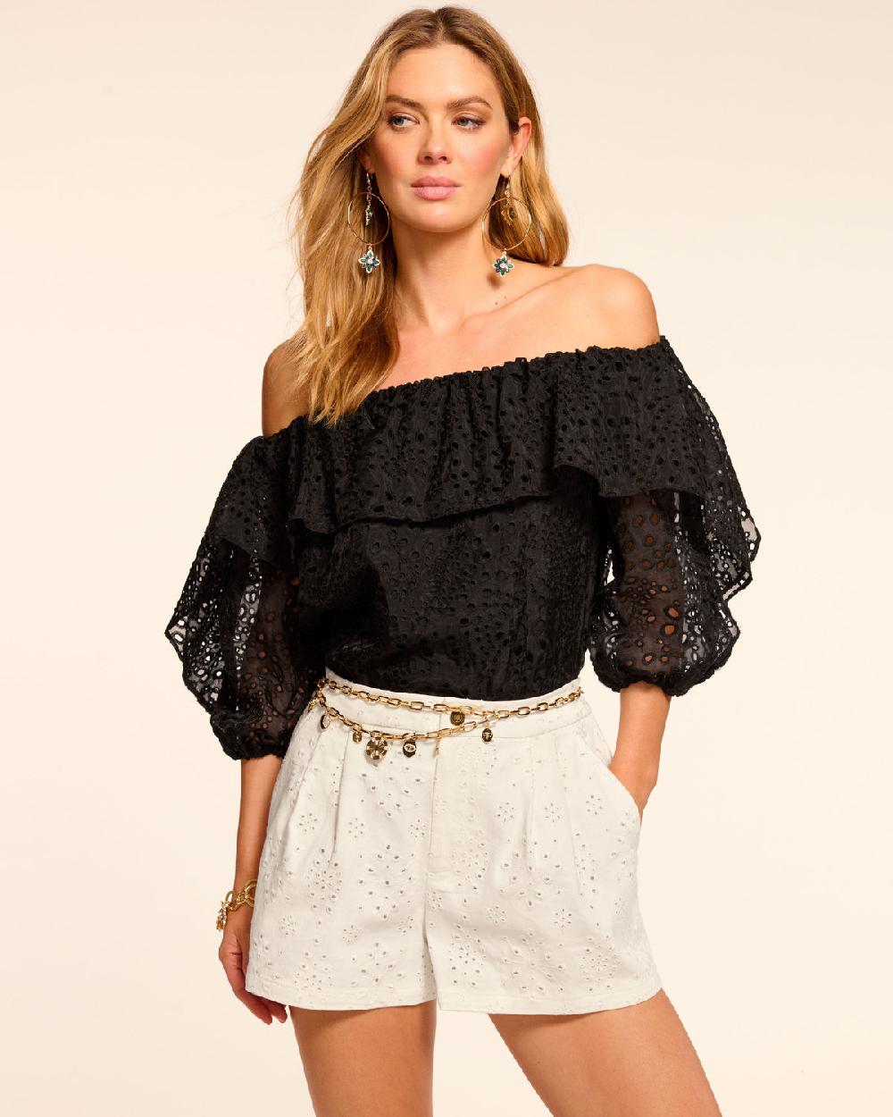 ramy brook Salma Eyelet Ruffle Off-The-Shoulder Blouse