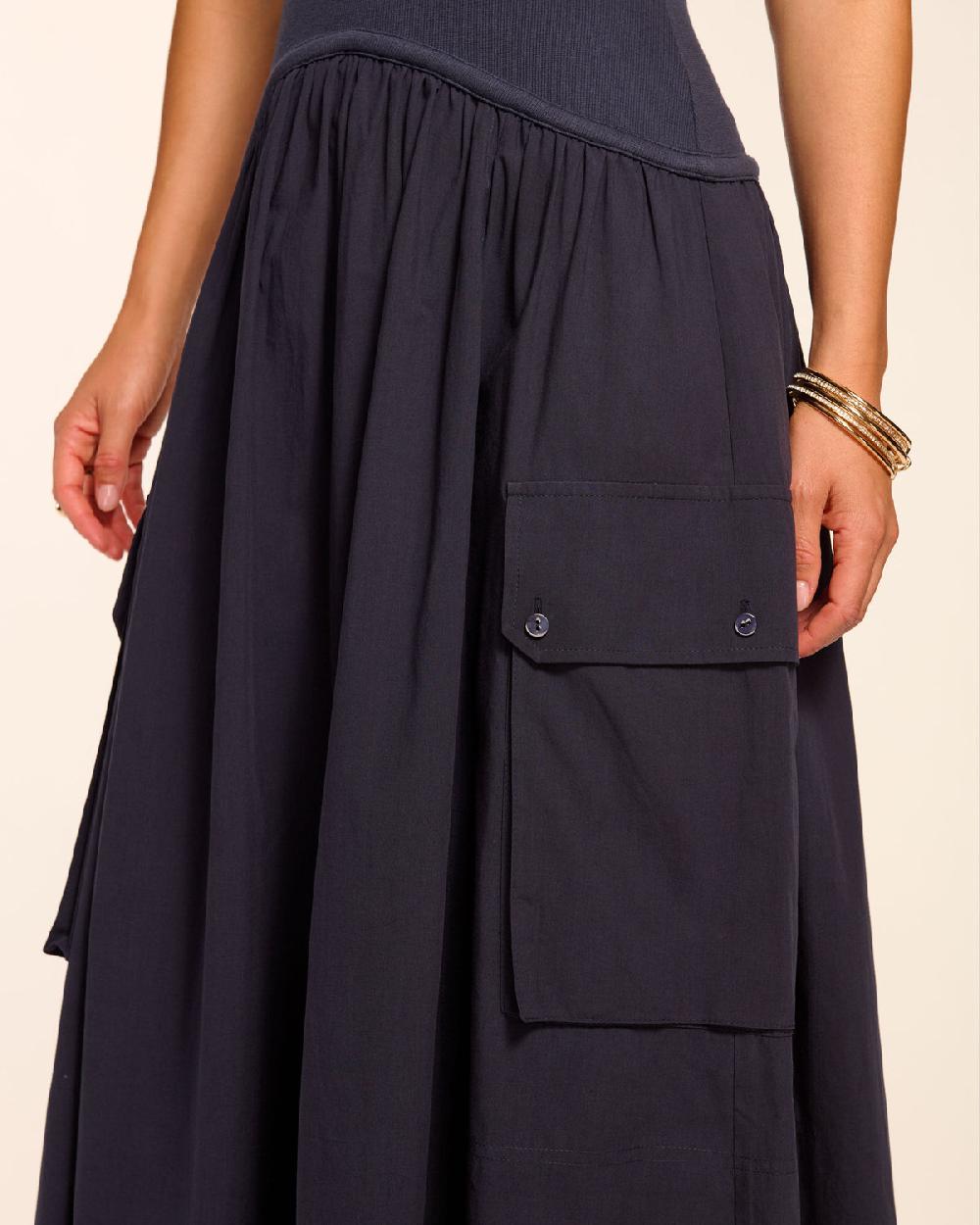 Ramy Brook Simonne Cotton Knit Combo Halter Maxi Dress