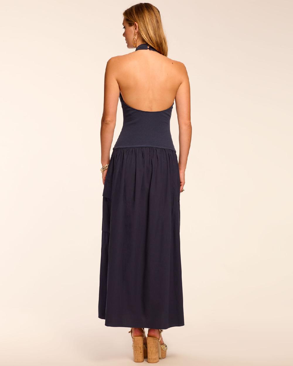 Ramy Brook Simonne Cotton Knit Combo Halter Maxi Dress
