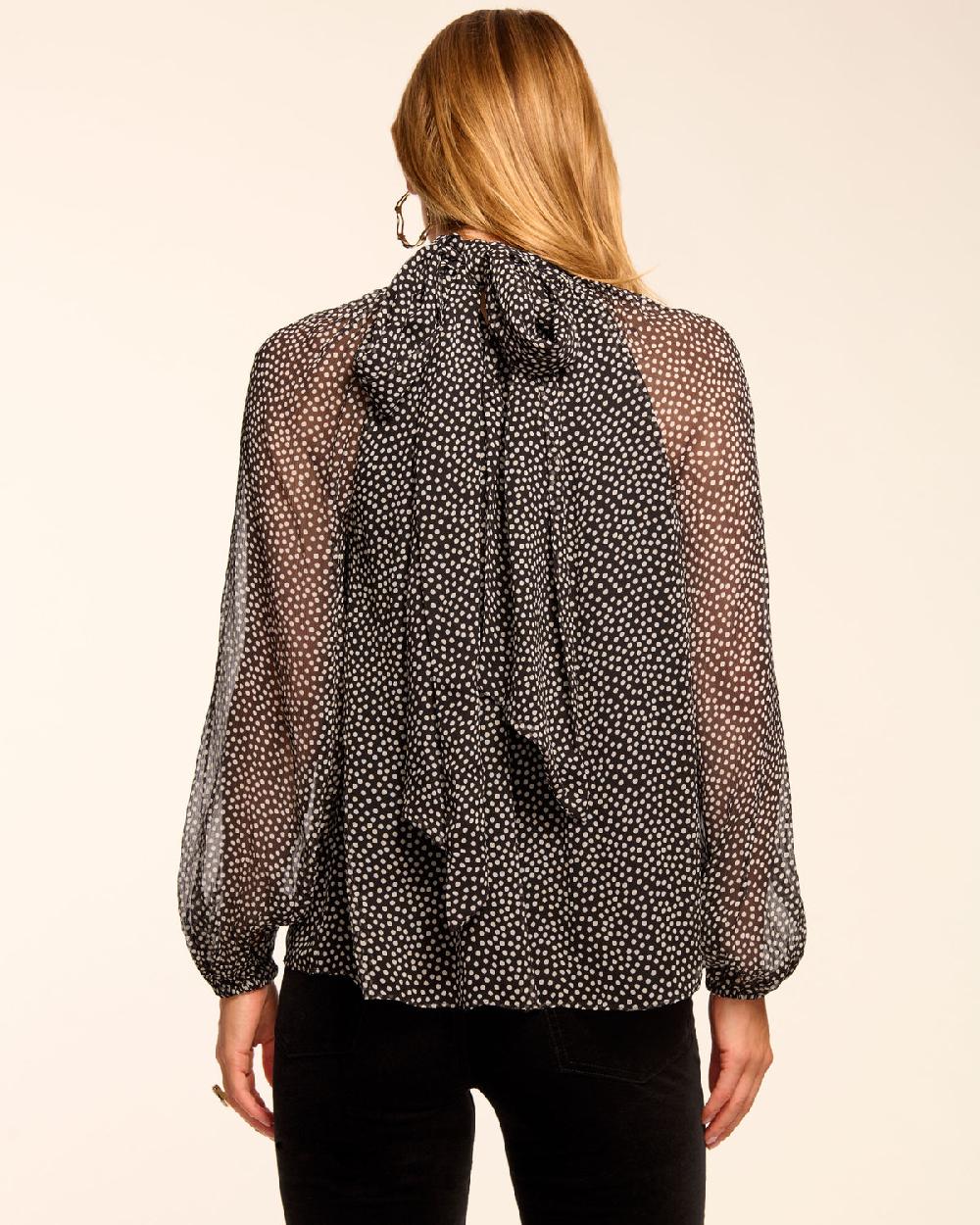 Ramy Brook Suzanne Silk Mock Neck Long Sleeve Blouse