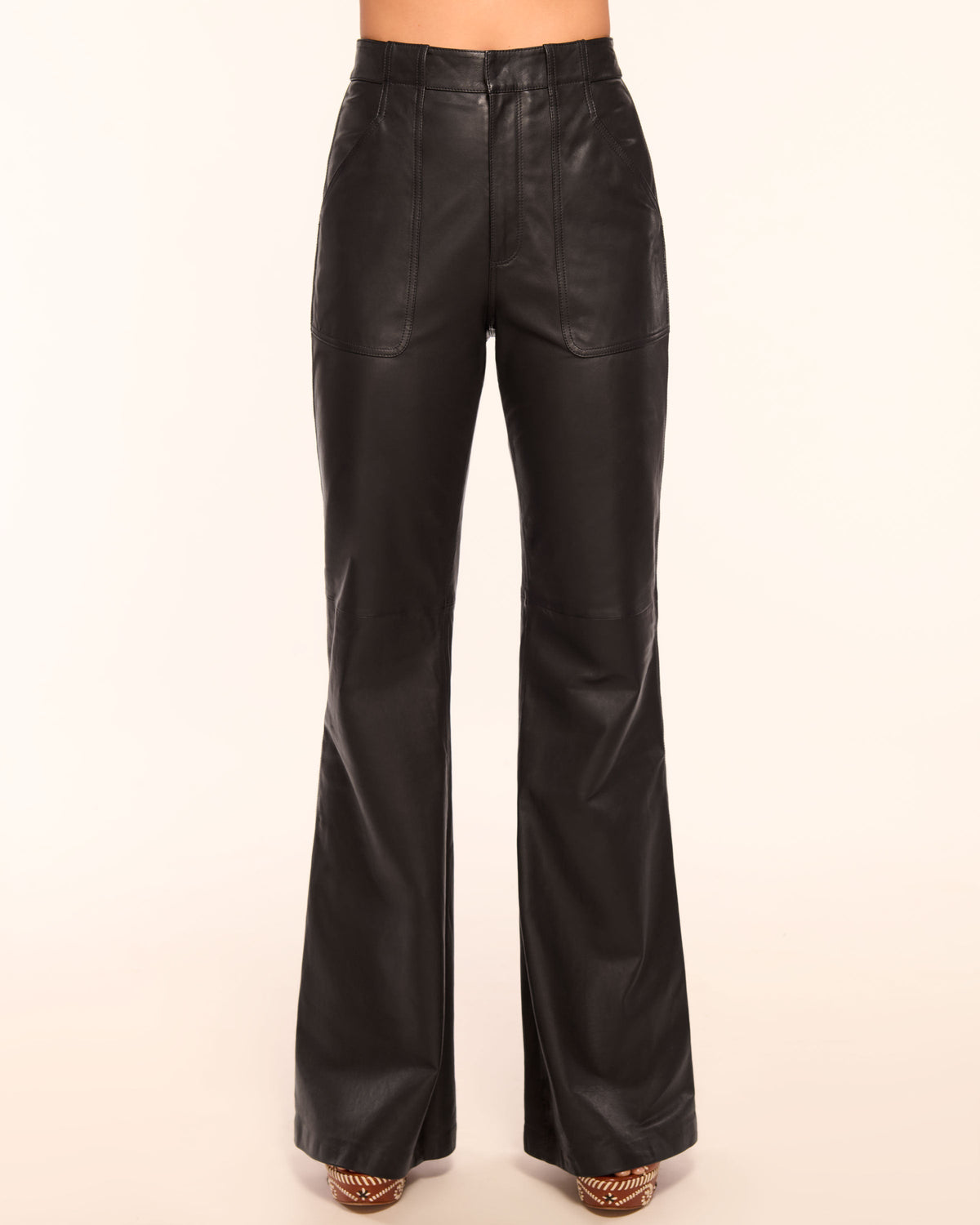ramy brook Theodora Leather High-Rise Wide Leg Pant