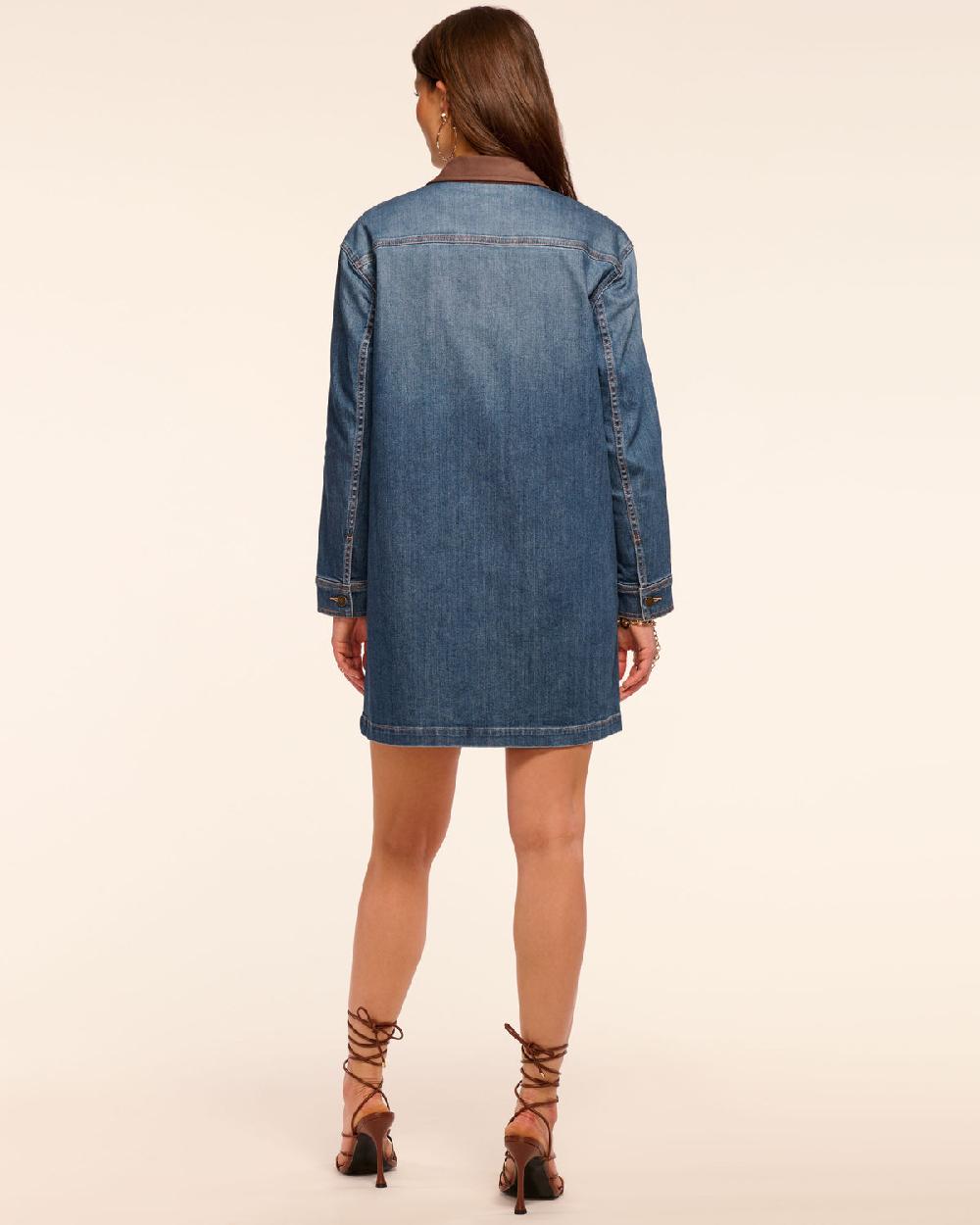 Ramy Brook Winnifred Faux Suede Trim Denim Mini Dress