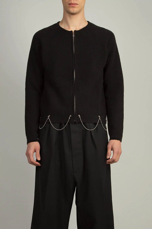 random identities Full Zip Cardigan With Chain - Black