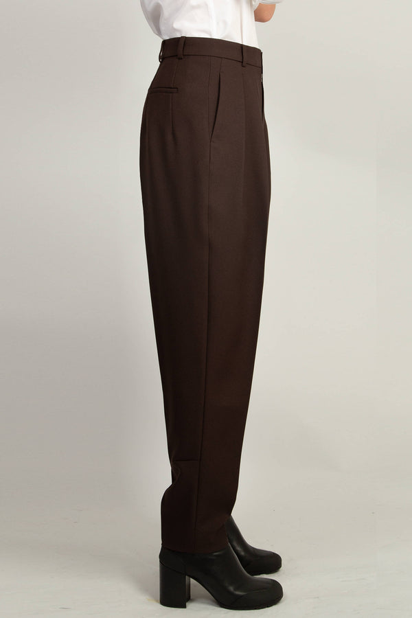 Random Identities Pleated Tapered Trouser - Mid Brown