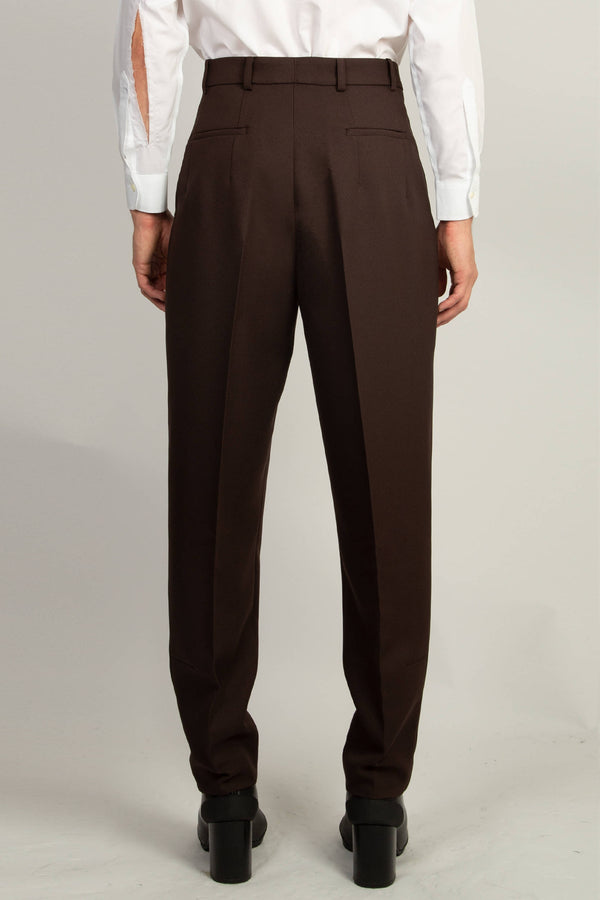 Random Identities Pleated Tapered Trouser - Mid Brown