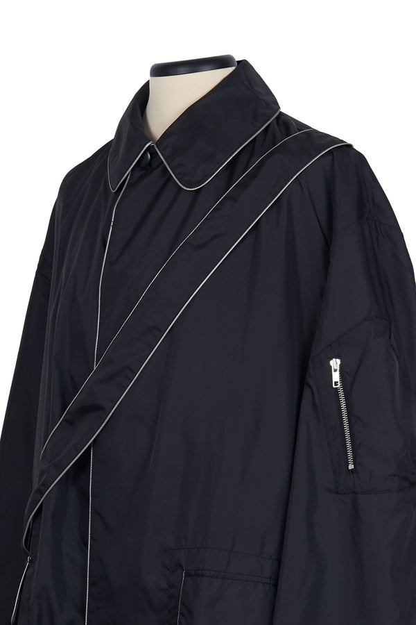 Random Identities Raincoat With Strap And Piping - Black