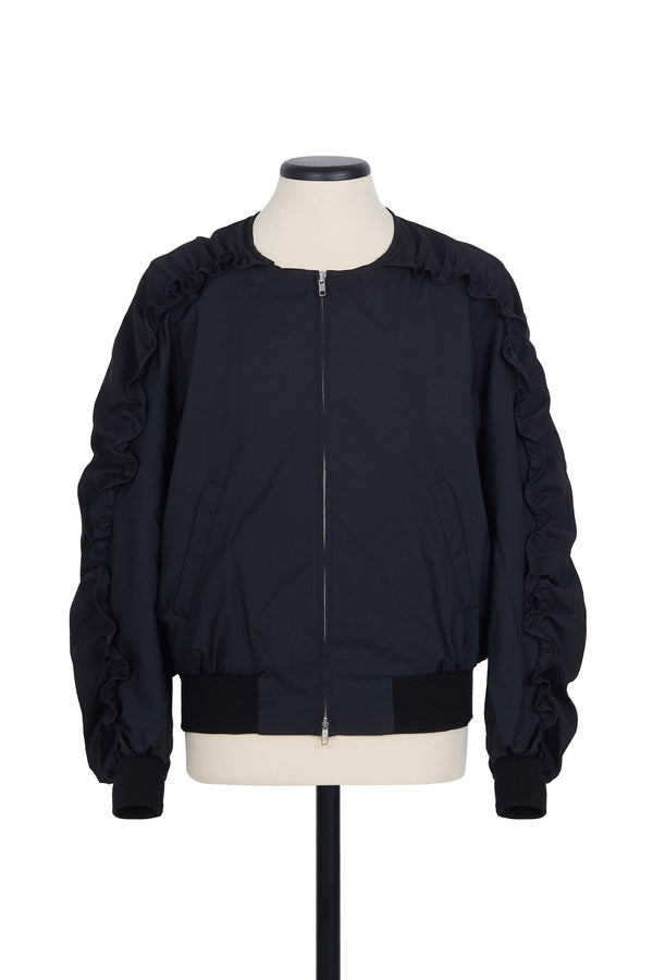 random identities Bomber with Ruffled Sleeve - Black