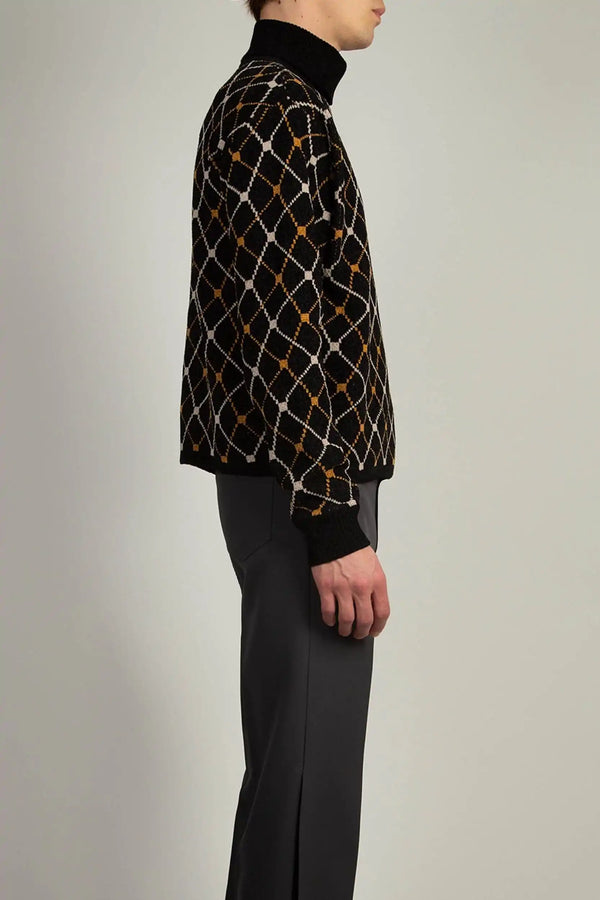 Random Identities Jaquard Roll Neck - Black