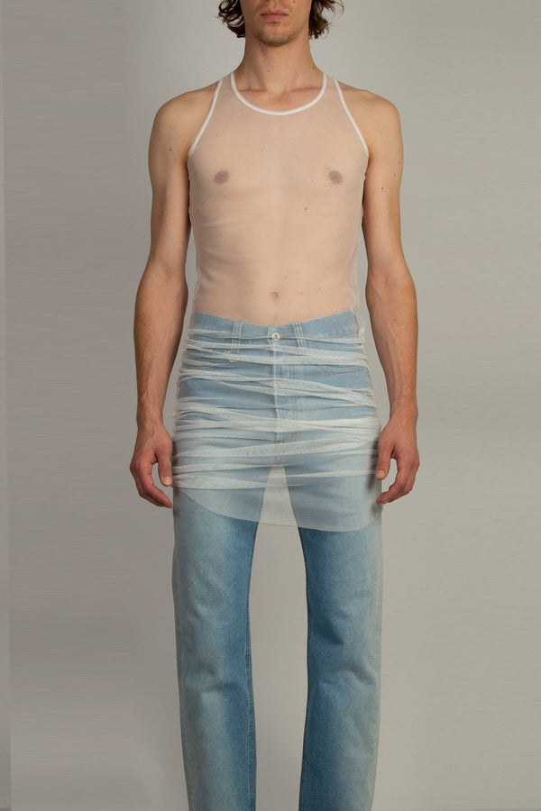 Random Identities Long Tank Top - White