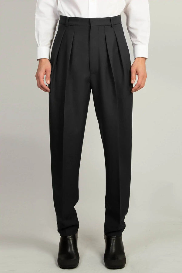random identities Pleated Tapered Trouser - Black