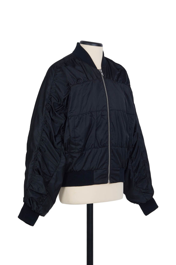 Random Identities Ruched Bomber Jacket - Black