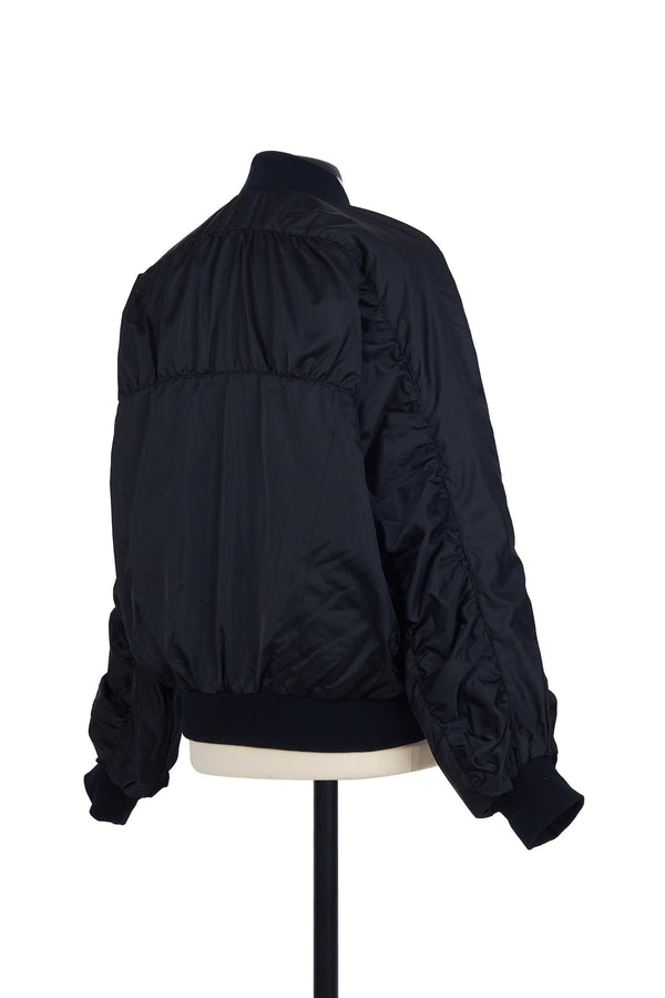 Random Identities Ruched Bomber Jacket - Black