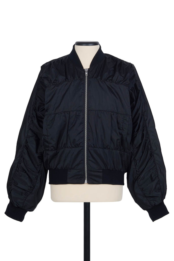 random identities Ruched Bomber Jacket - Black
