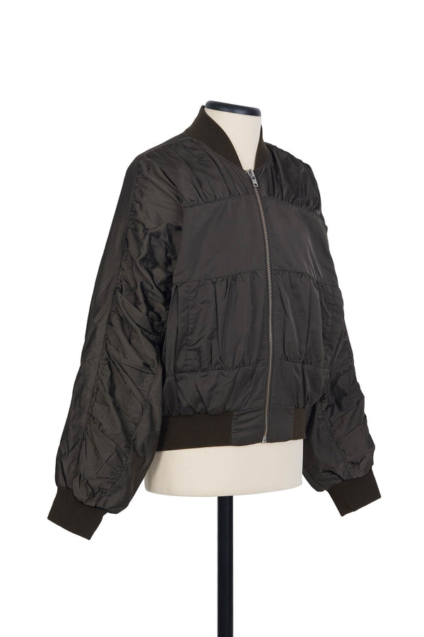 Random Identities Ruched Bomber Jacket - Bronze