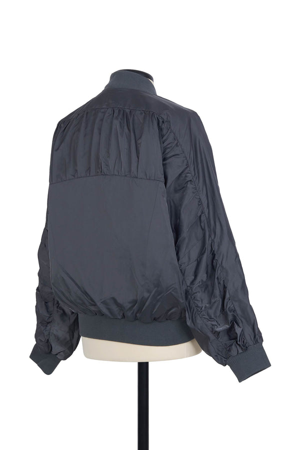 Random Identities Ruched Bomber Jacket - Grey