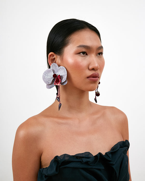 Ranjana Khan Orchid Asymmetrical Earring