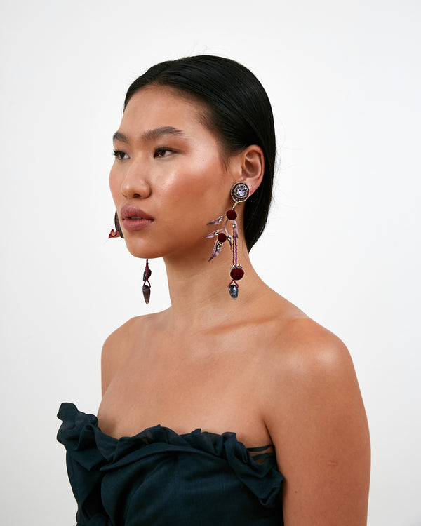Ranjana Khan Orchid Asymmetrical Earring