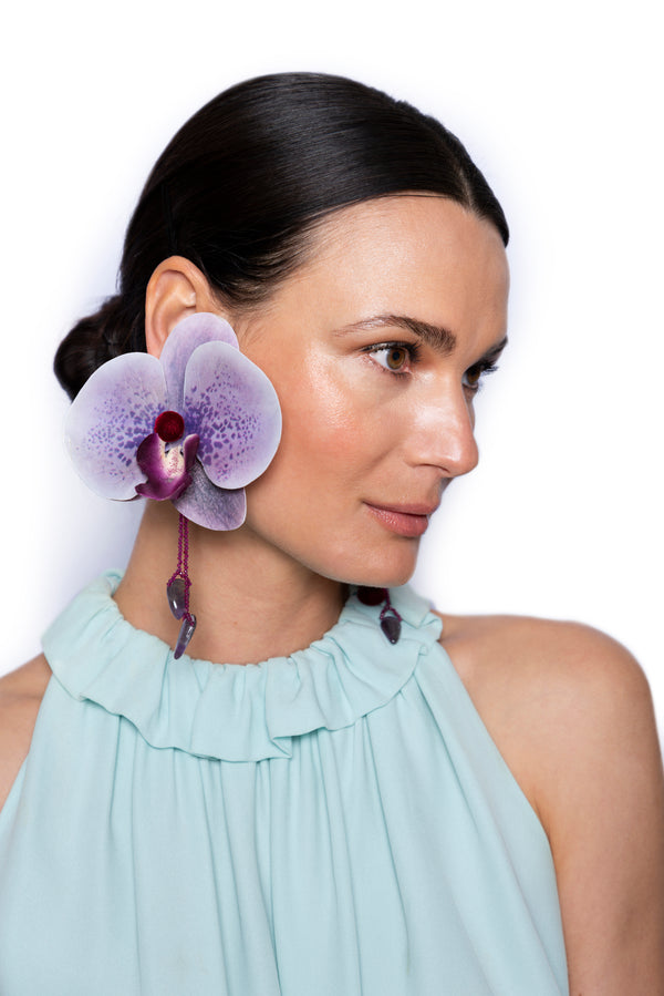Ranjana Khan Orchid Asymmetrical Earring