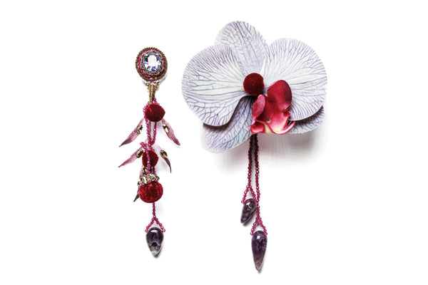 ranjana khan Orchid Asymmetrical Earring