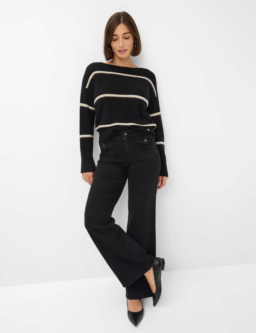 Raphaela By Brax Women's Fashion Jeans Style MAINE Denim Black Wide Leg