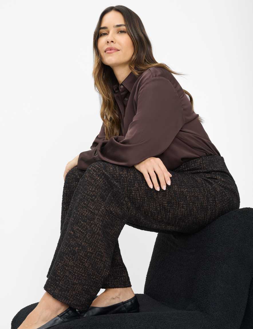 Raphaela By Brax Women's Fashion Pants Style MAINE Dark Brown Wide Leg