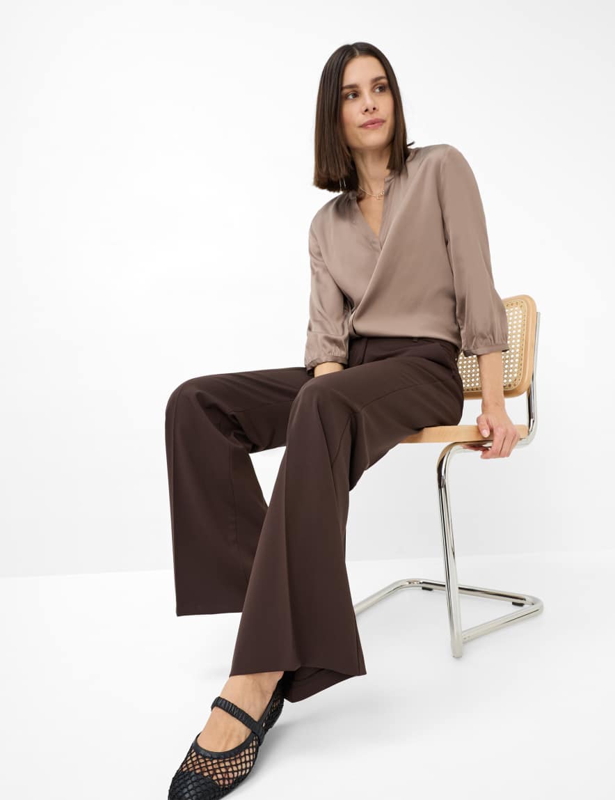 Raphaela By Brax Women's Fashion Pants Style MAINE Dark Brown Wide Leg