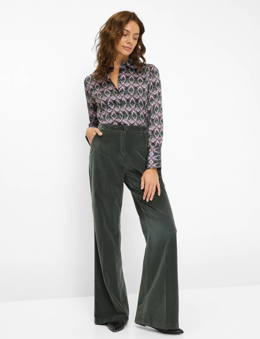 Raphaela By Brax Women's Fashion Pants Style MAINE Dark Green Wide Leg