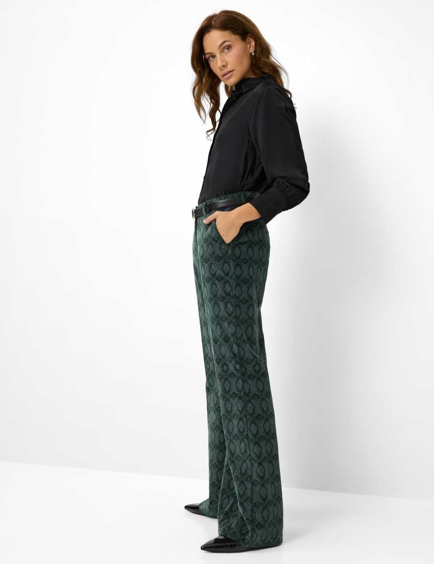 Raphaela By Brax Women's Fashion Pants Style MAINE Dark Green Wide Leg