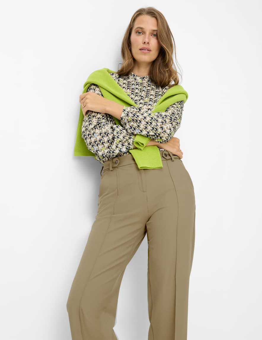 Raphaela By Brax Women's Fashion Pants Style MAINE Green - Khaki Wide Leg