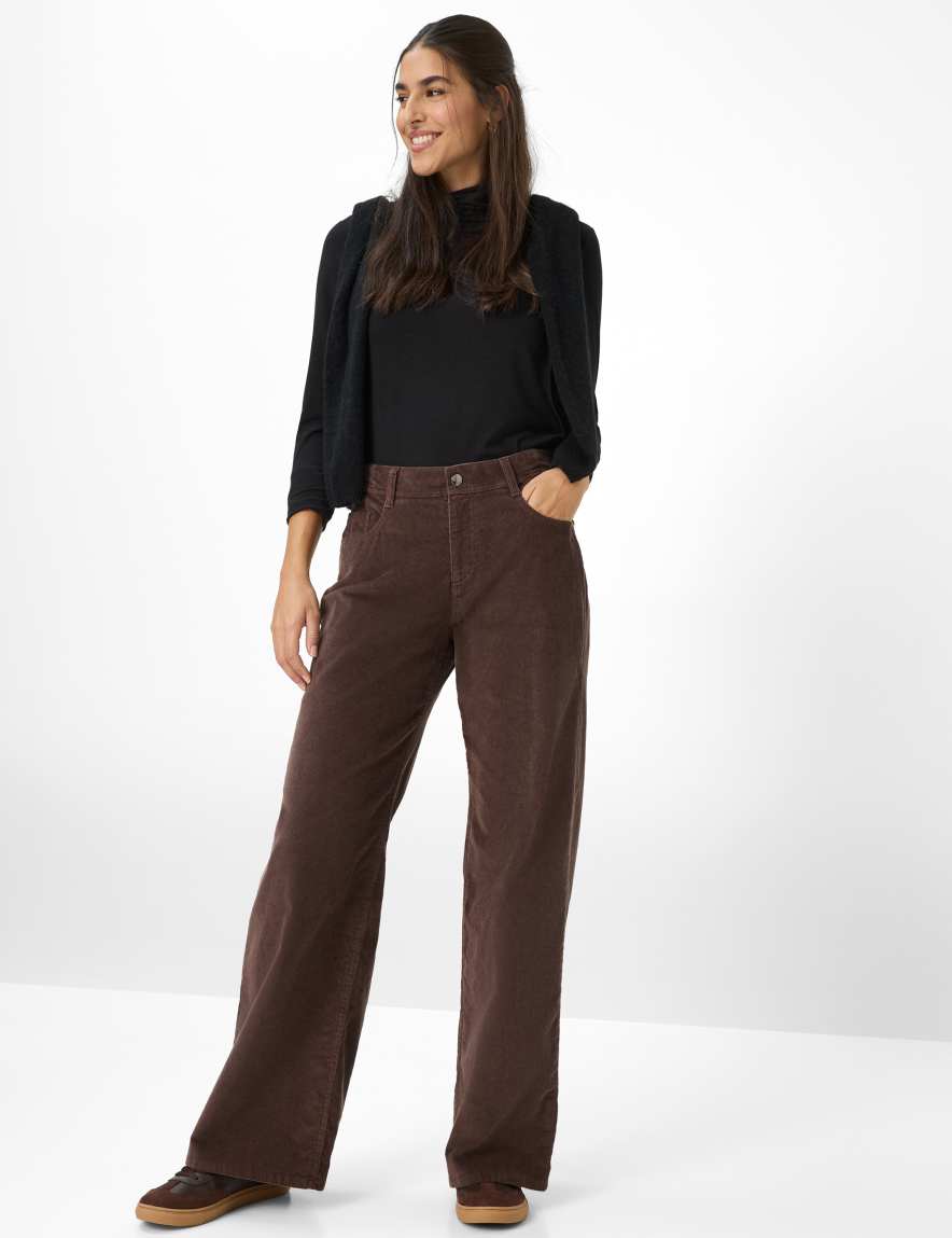 Raphaela By Brax Women's Fashion Pants Style MORGAN Dark Brown Wide Leg