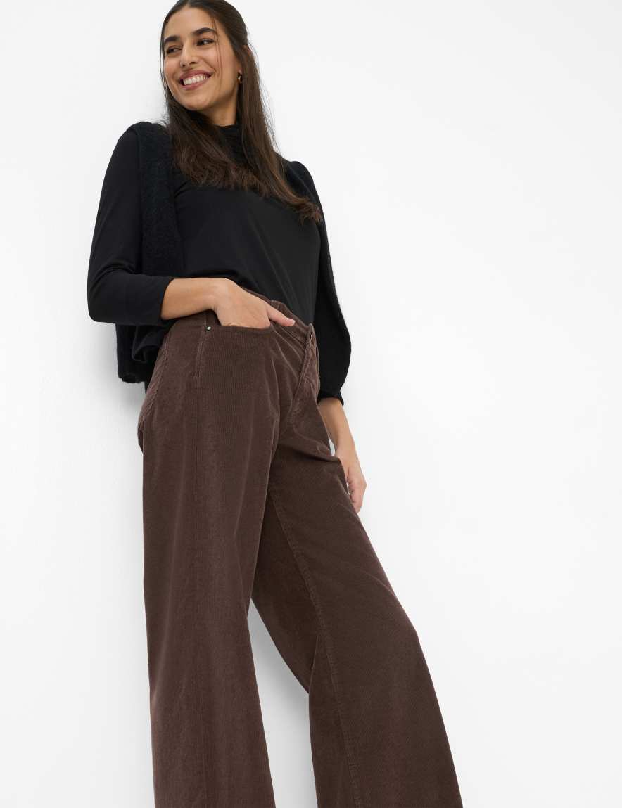 Raphaela By Brax Women's Fashion Pants Style MORGAN Dark Brown Wide Leg