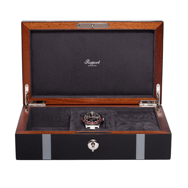 rapport london Carnaby Watch and Jewellery Box - Black rapport london Carnaby Watch and Jewellery Box - Black